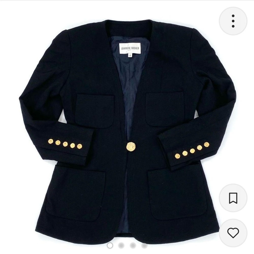 Adrienne Vittadini Black Gold-Button Blazer